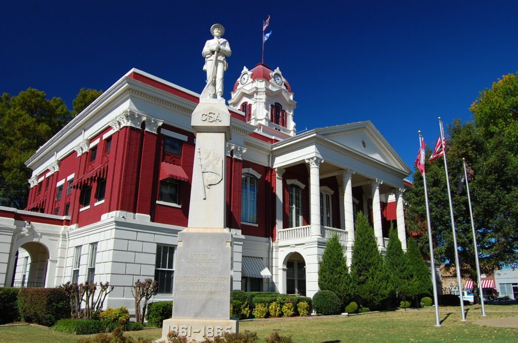 White County Courthouse in Arkansas, featuring a grand neoclassical design